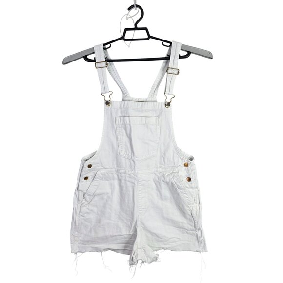 Womens Universal Thread White Denim Shortalls Romper 100% Cotton 3" Inseam 6 - Picture 1 of 9